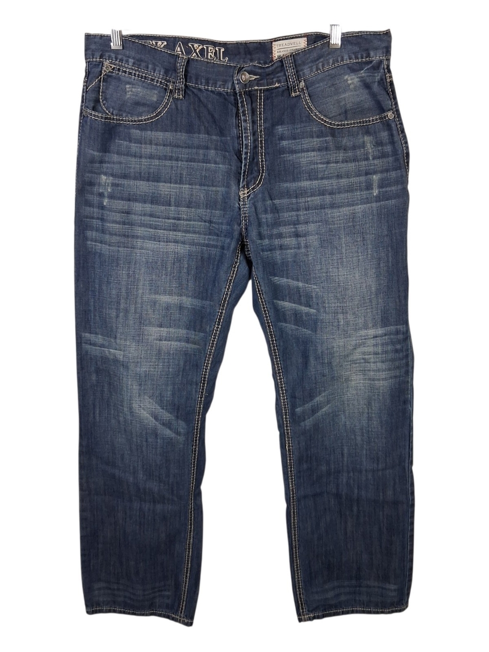 TK Axel Men's W36 L32 Blue Treadwell Relaxed Straight Medium Wash Western Jeans